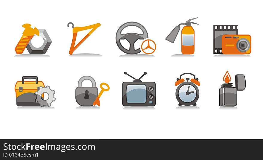 Industry icons set, including ten icons