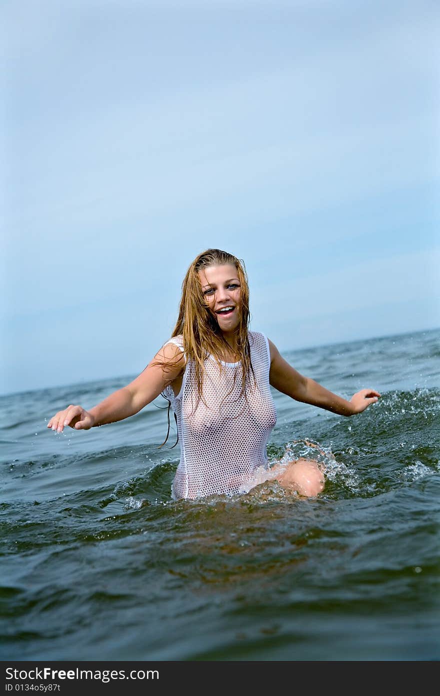 Beautiful girl swimming