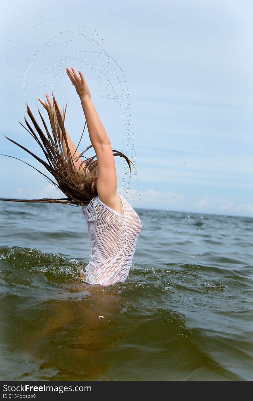 Beautiful girl swimming