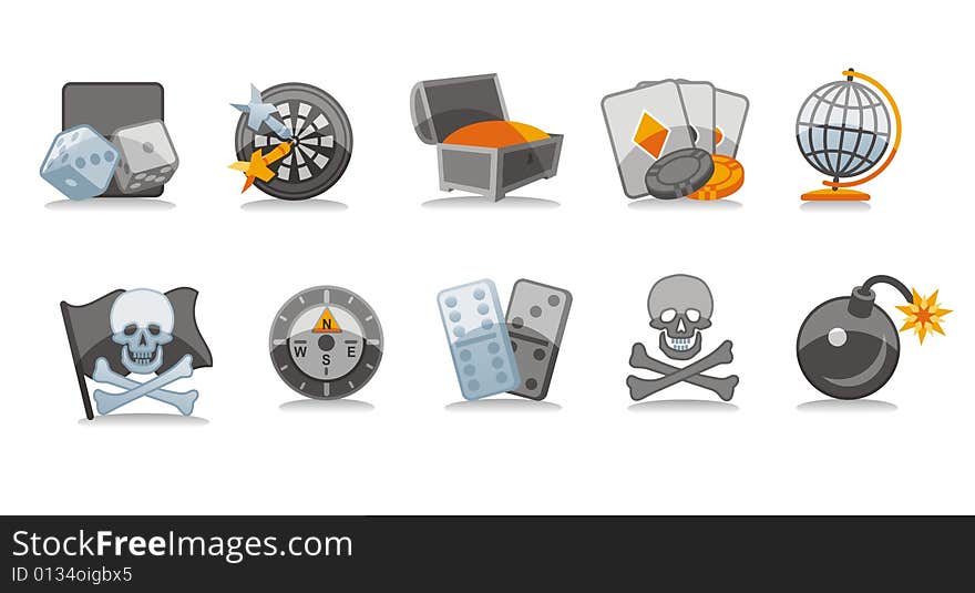 Gamble icons set, including ten illustrations