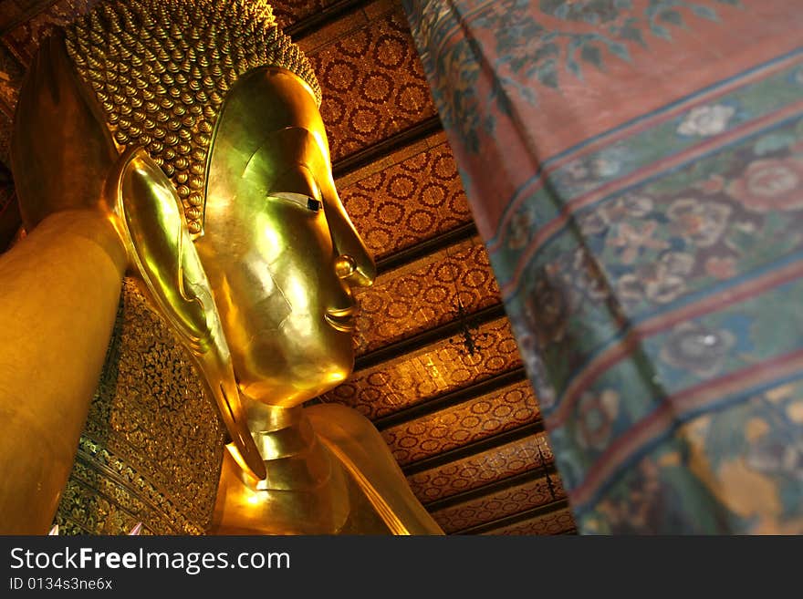 A recline Buddha in a palace at Bangkok. A recline Buddha in a palace at Bangkok