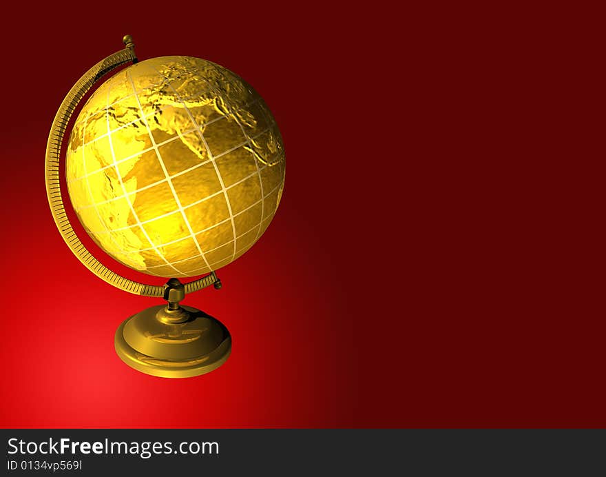 Golden globe in gradient background