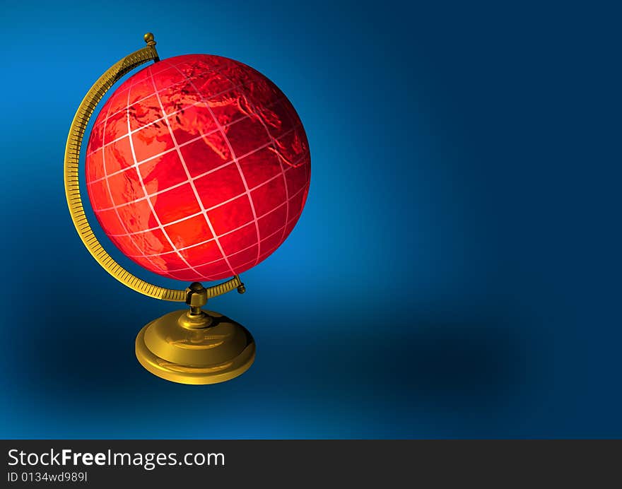 3d globe in blue gradient background