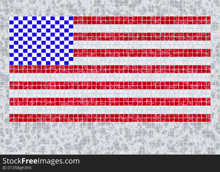 Background made from squares Grunge Flag Of USA