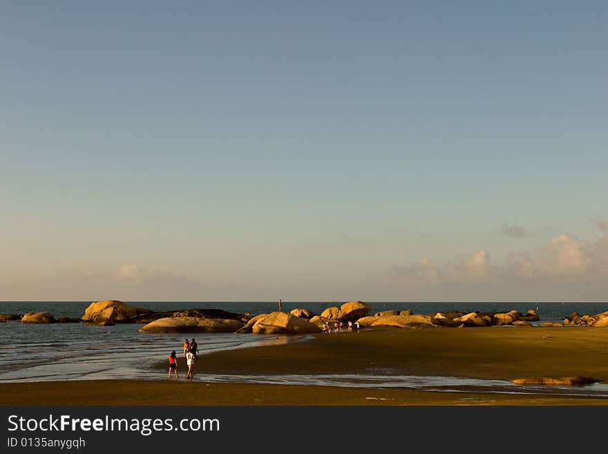 Reef ,cobblestone that stand outside the beach