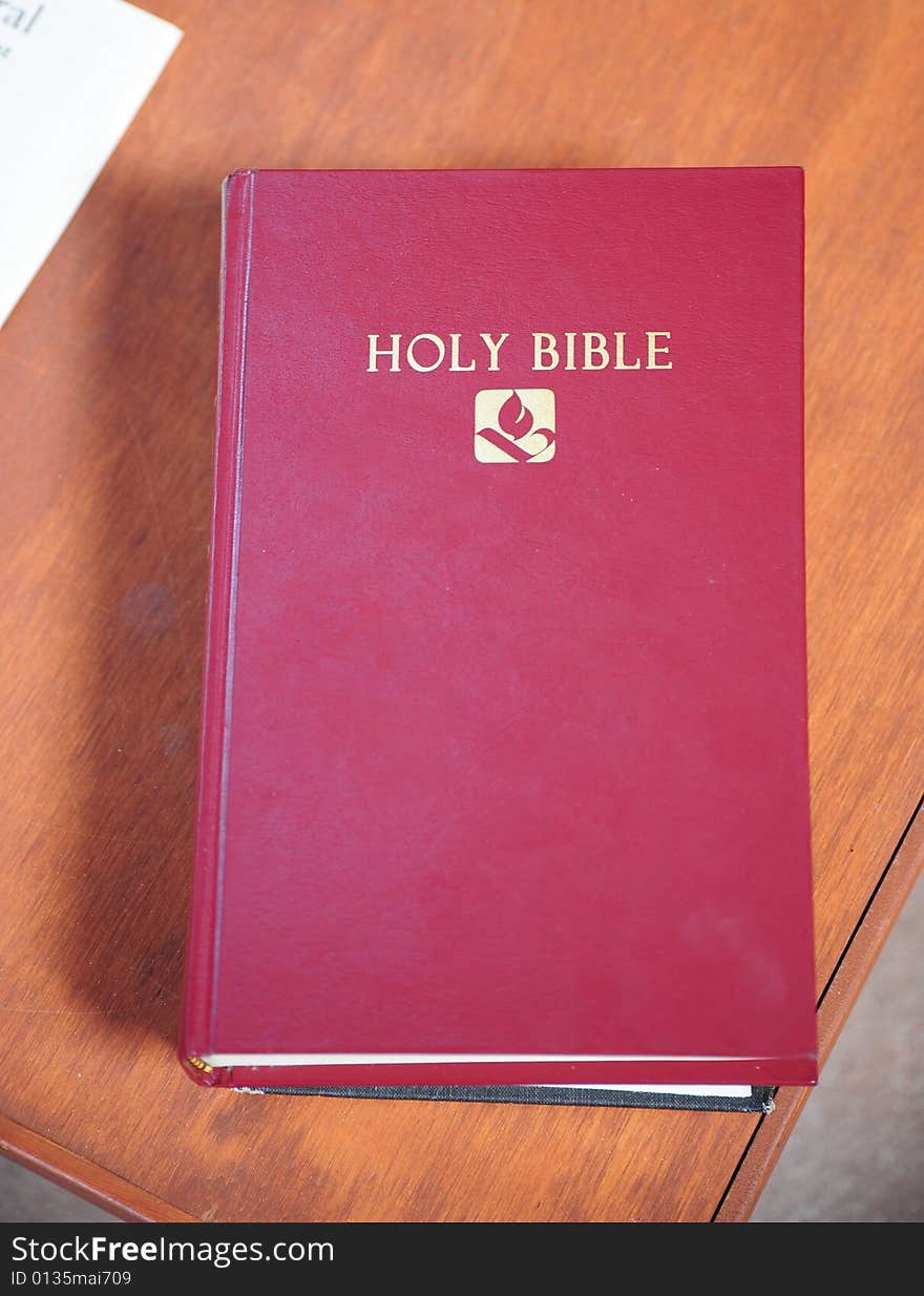 Holy bible on a table.