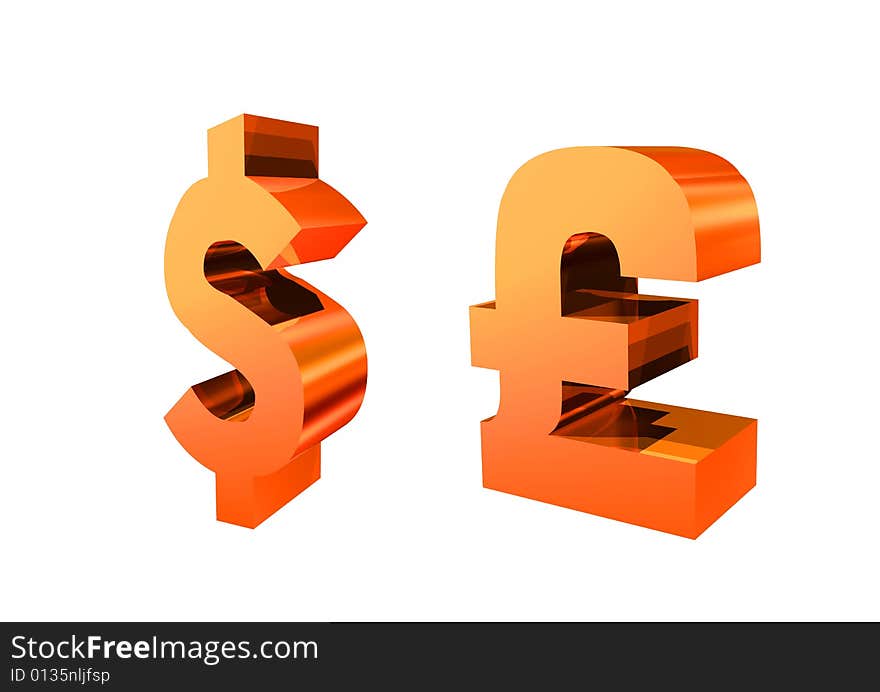 Isolated Pound And Dollar