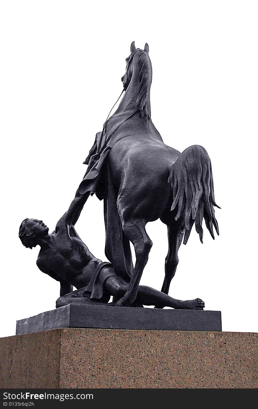 Russia. Northwest federal district. St.-Petersburg. The statue of the person, trying to tame a horse. Russia. Northwest federal district. St.-Petersburg. The statue of the person, trying to tame a horse.