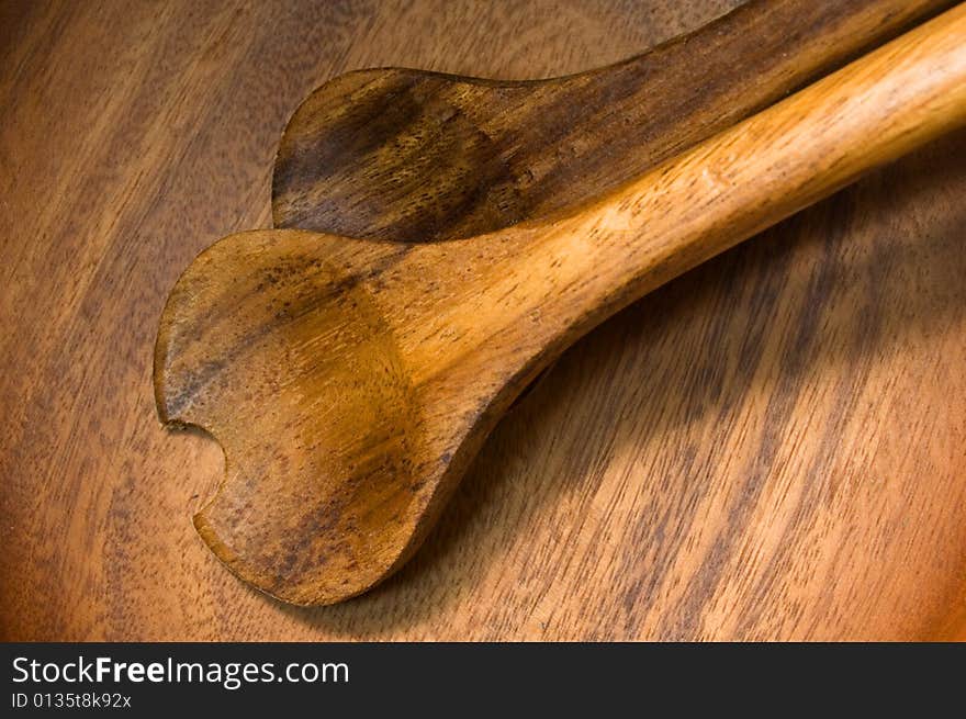 Wooden plate and spoons