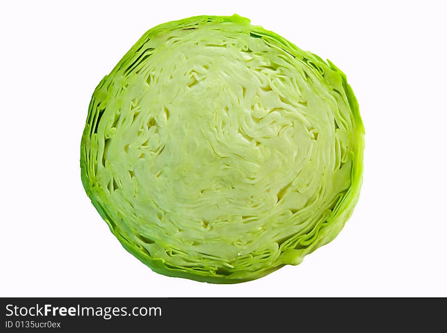 Cabbage cut isolated over white background