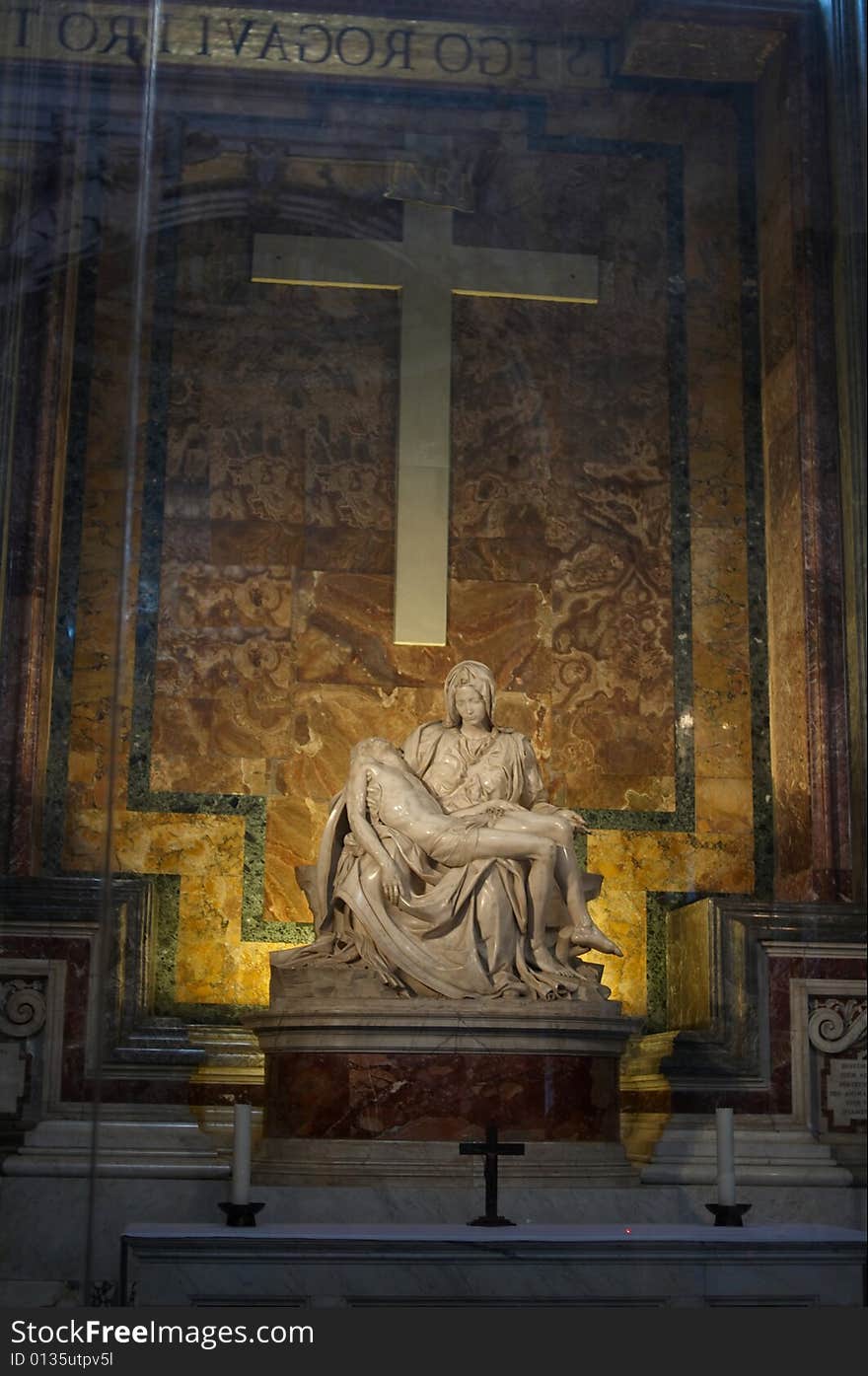 The Pieta - sculpted by Michelangelo in St. Peter's Basilica. Rome, Italy.