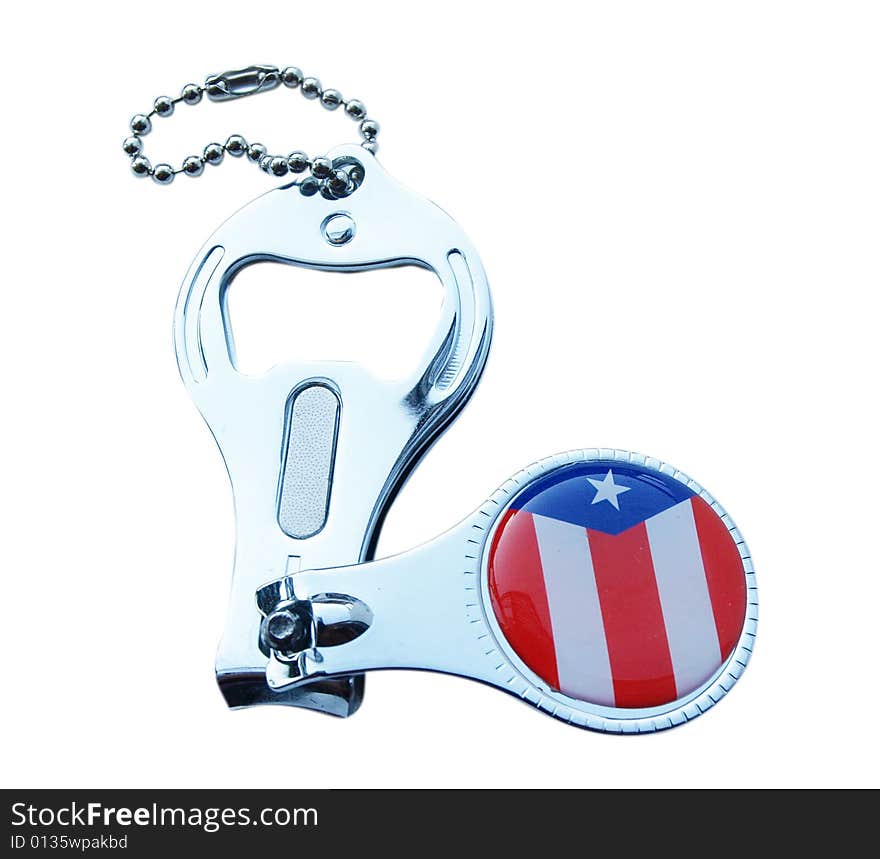 Clipper and opener ( two in one) with a puerto Rican Flag.