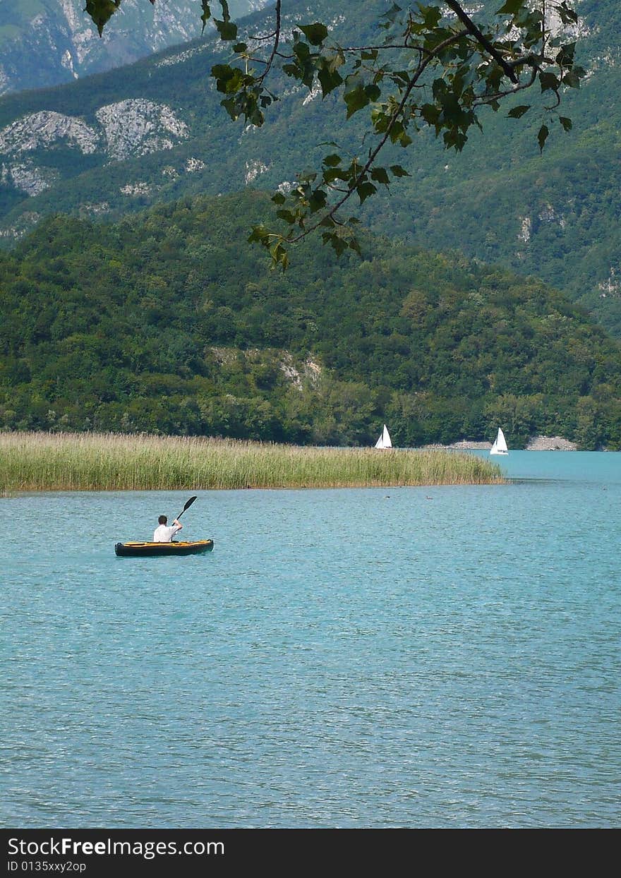 Lake near Alps mountains in northern Italy, not far from the border with Austria. Lake near Alps mountains in northern Italy, not far from the border with Austria