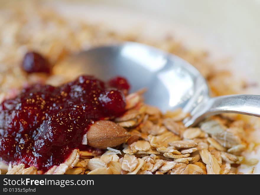 Muesli With Raspberry Jam