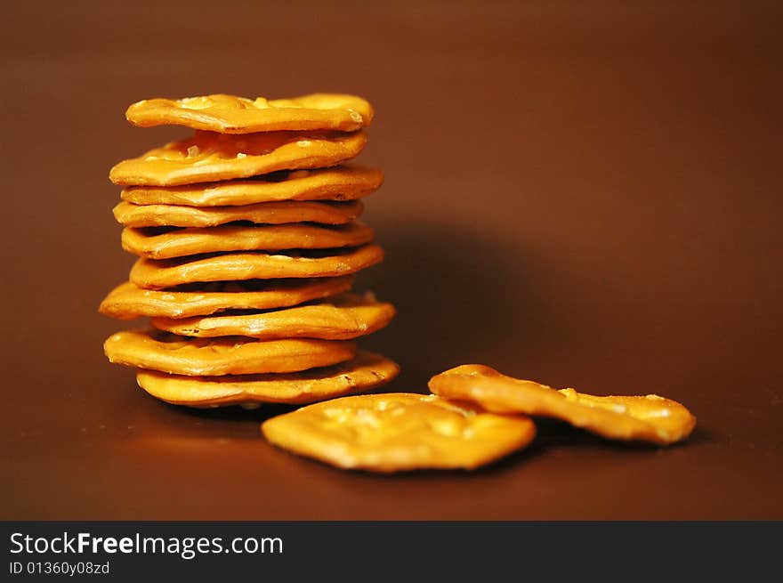 A stack of salty crackers