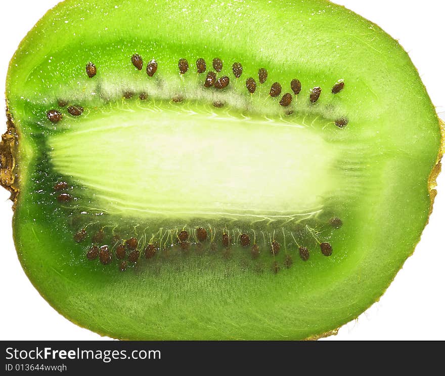 A close-up macro fresh green kiwi. A close-up macro fresh green kiwi