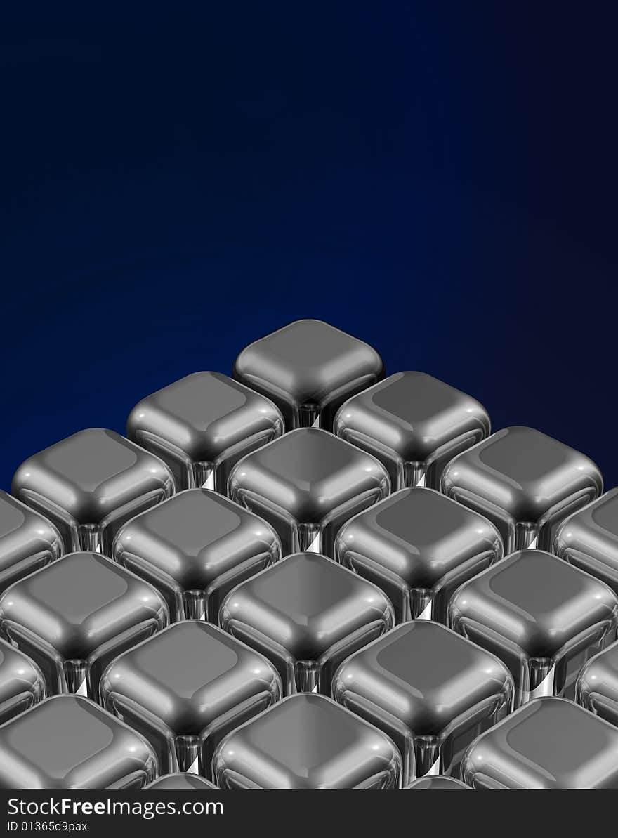 Shiny silver cubes in gradient background. Shiny silver cubes in gradient background