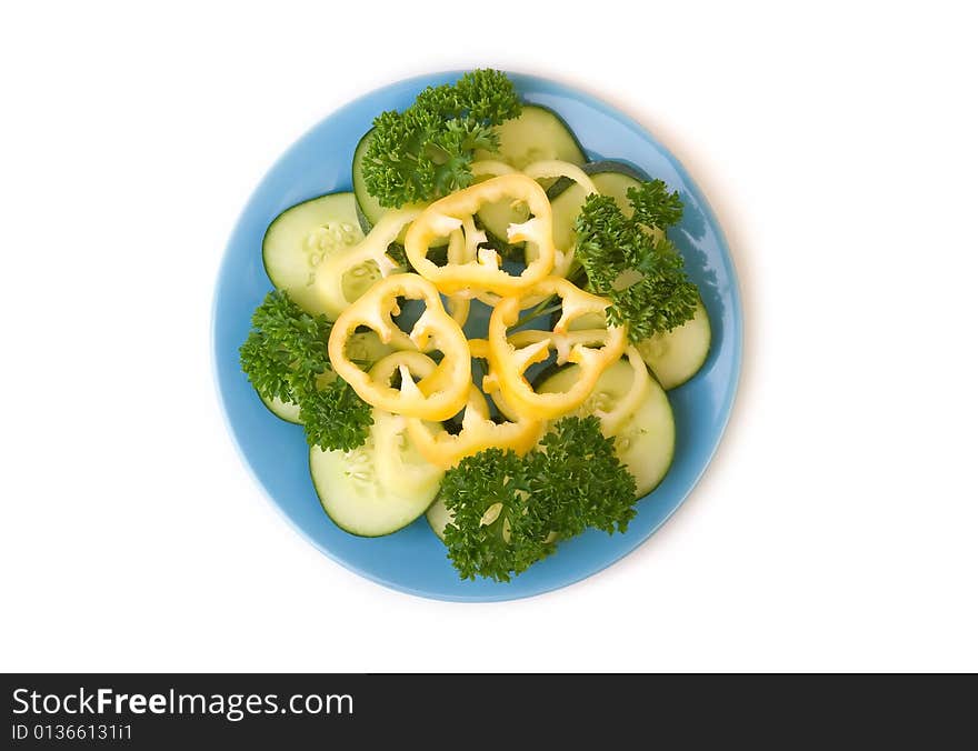 Sliced vegetables on plate