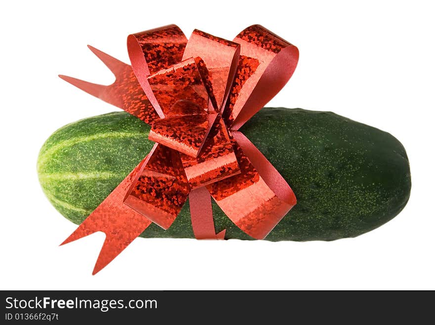 Cucumber with red bow