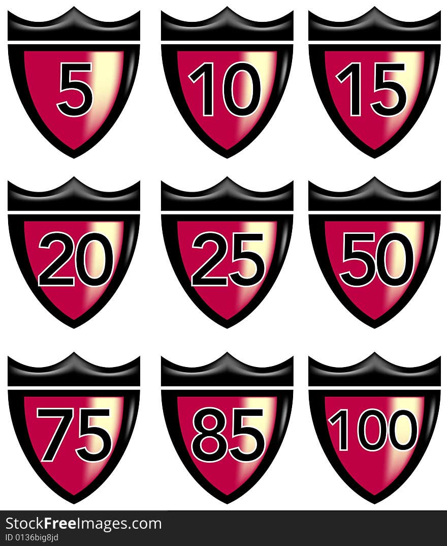 Vector art of crest with numbers isolated on white