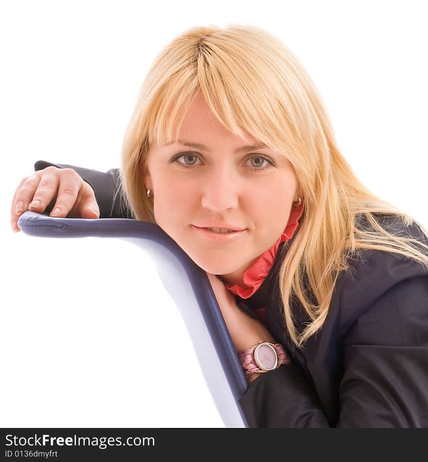 Portrait of attractive businesswoman on chair