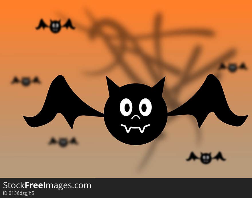 A group of bats flying at the viewer. The bats in the background are out of focus. This is a vector image. A group of bats flying at the viewer. The bats in the background are out of focus. This is a vector image.