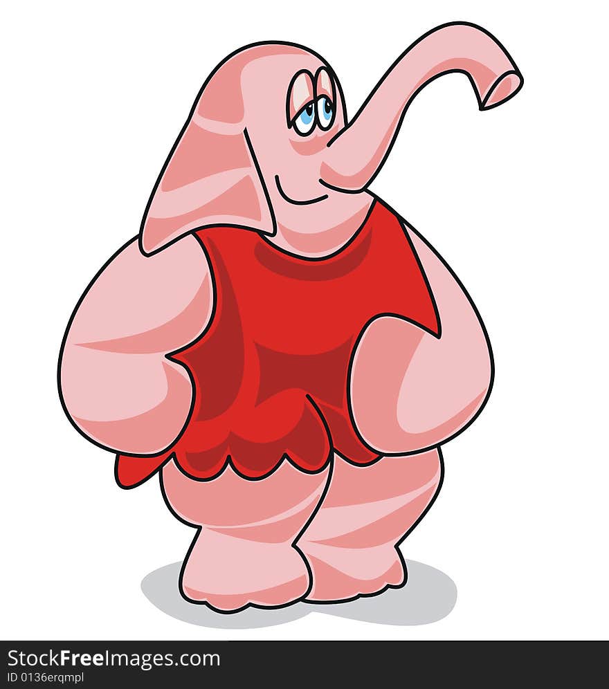 pink elephant with a red dress. pink elephant with a red dress