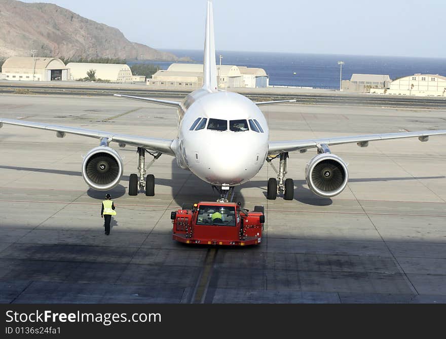 Plane preparing for take off.