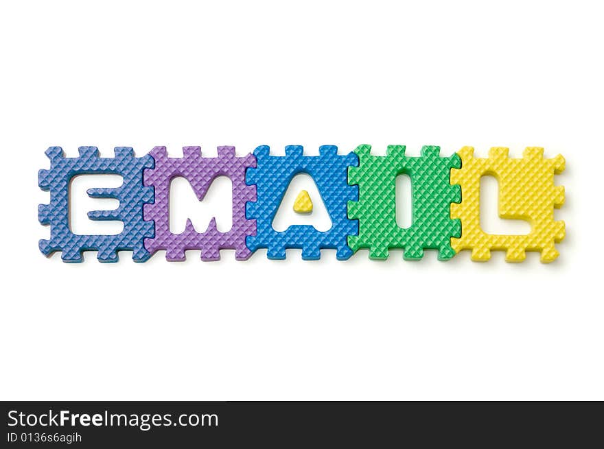 Foam letters isolated over a white background. Foam letters isolated over a white background