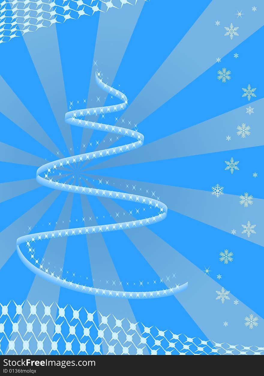 The sample of a winter card with a fur-tree and snowflakes. The sample of a winter card with a fur-tree and snowflakes