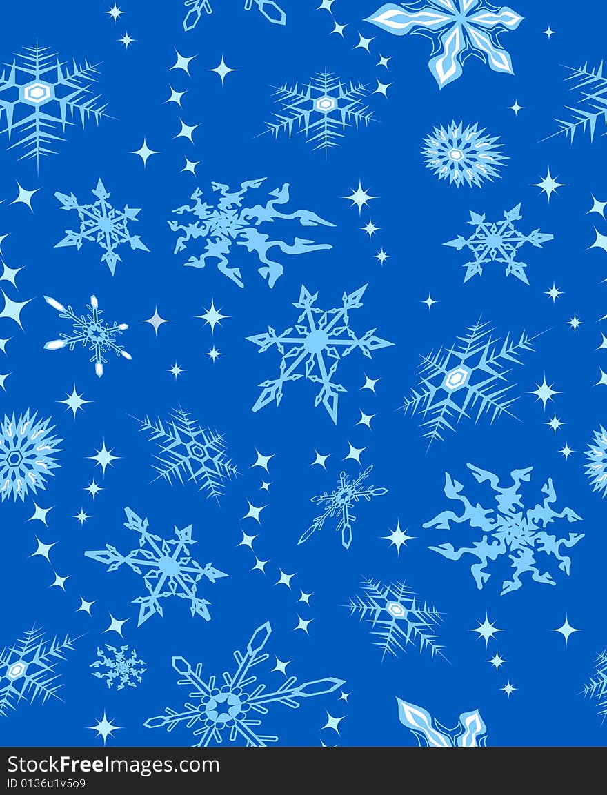 Blue background with snowflakes. Vector