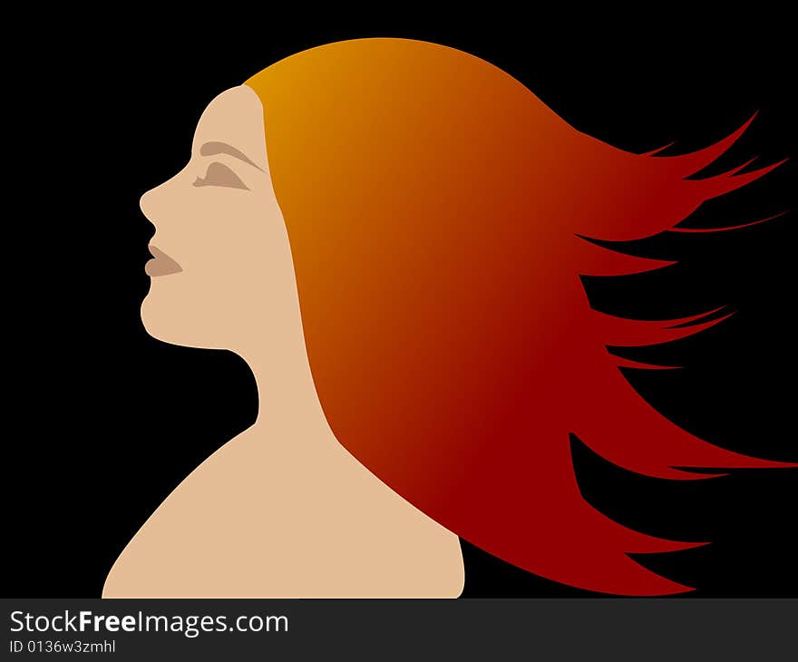 An attractive female face vector illustration. An attractive female face vector illustration