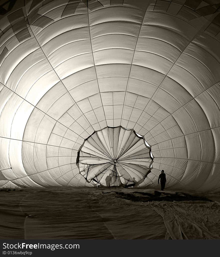 Preparing for a hot-air balloon ride. Preparing for a hot-air balloon ride