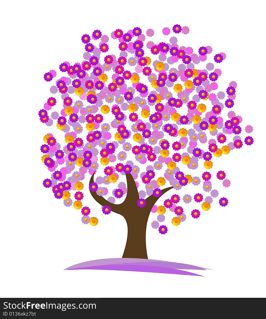 A Beautiful Floral Tree Vector