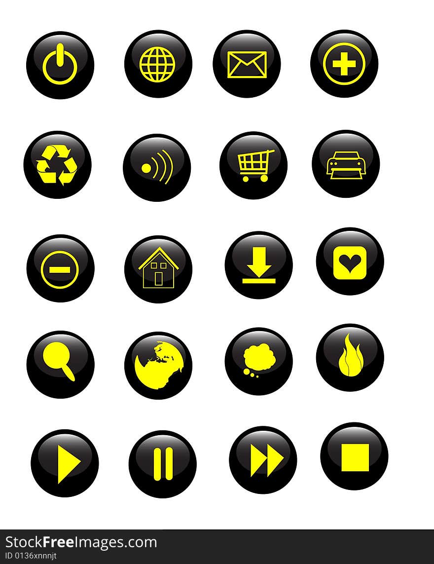 Glossy set of vector buttons. No flattened transparencies