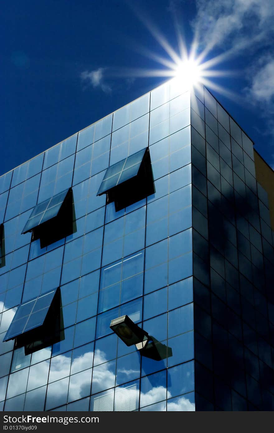 Corporate building under blue sky