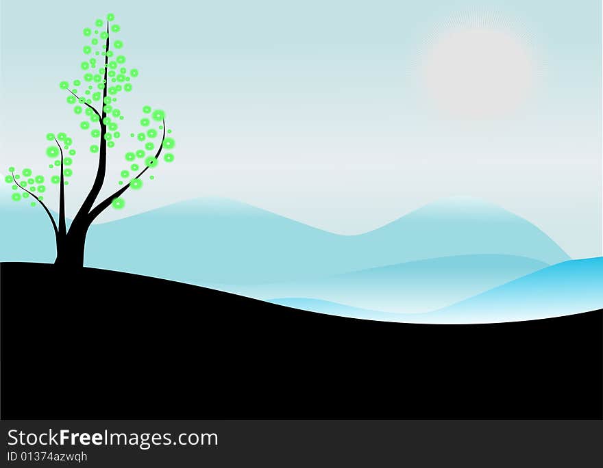 Vector illustration of abstract swirly tree