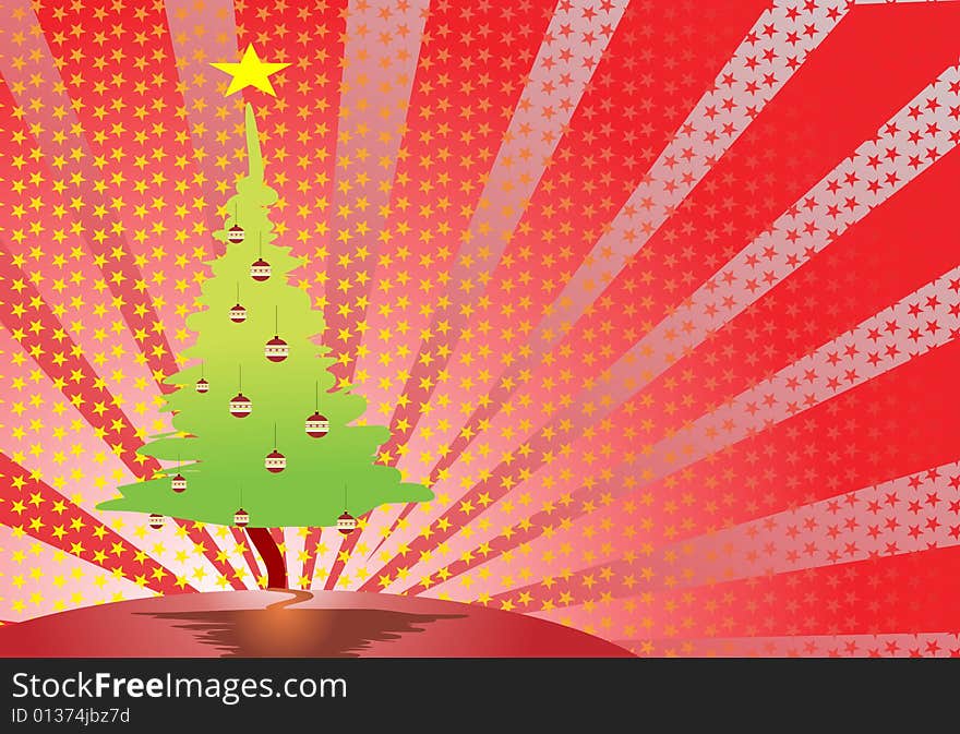 Abstract background with christmas tree illustration