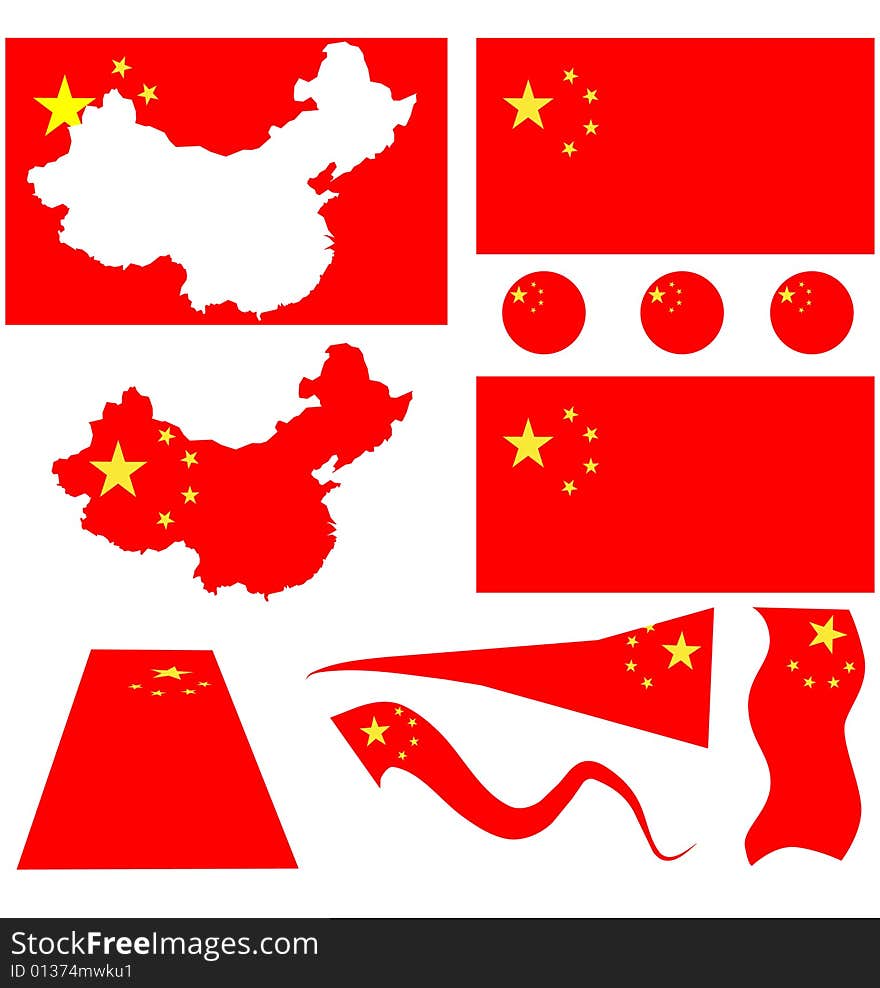 China flags vector illustration on white backgrounds