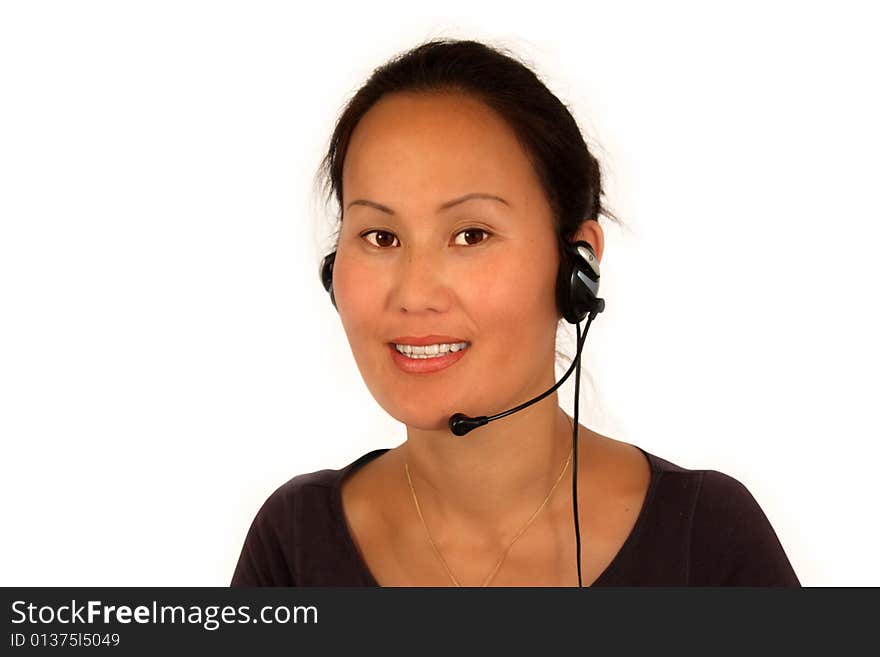 Close-up of smiling customer support