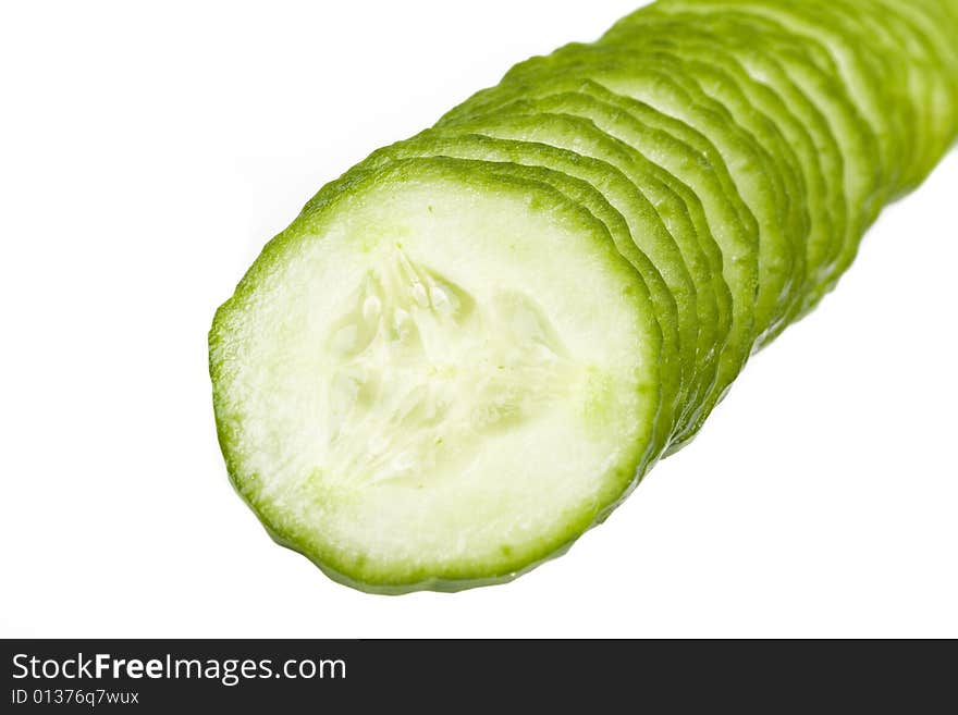 Green cucumber isolated on white