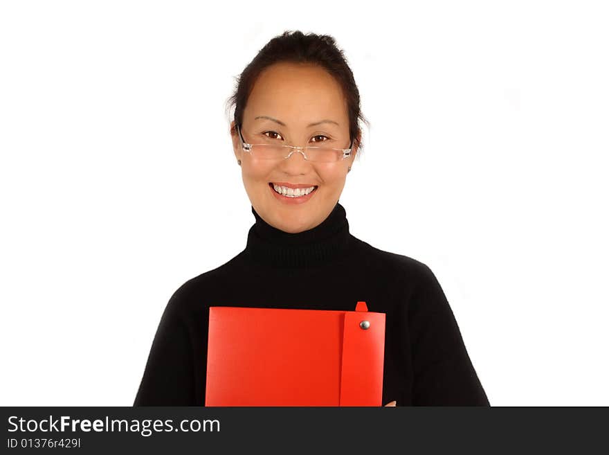 Young Attractive business woman with folder