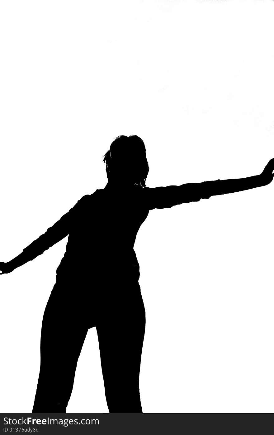 Silhouette girl stetching