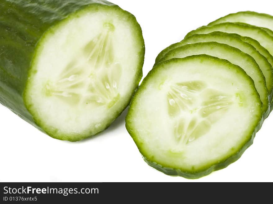 Green cucumber isolated on white