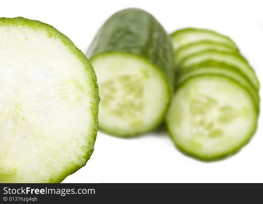 Green cucumber isolated on white