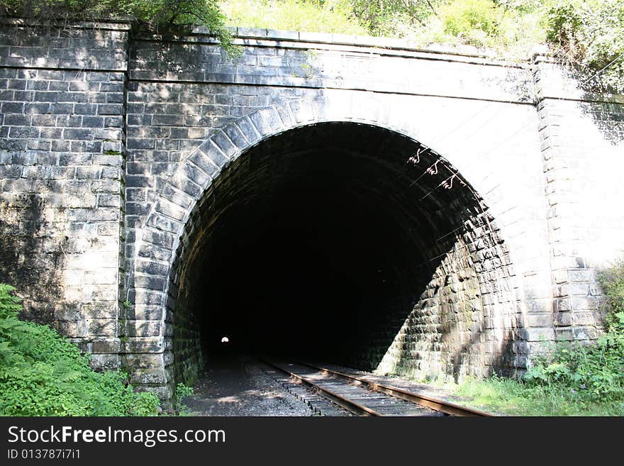 The railway which passes through the tunnel.