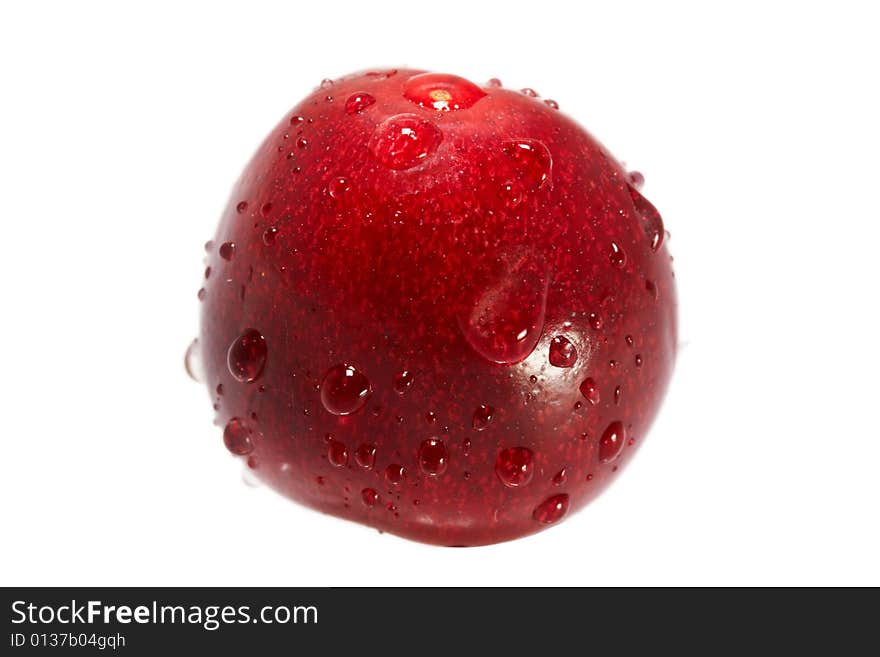 Red cherry isolated on white background