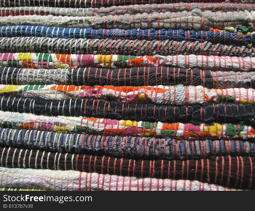 Multi-colour striped matting. Macro. Multi-colour striped matting. Macro