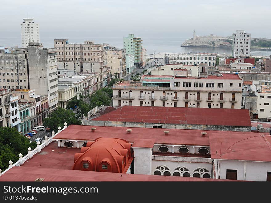 Havana, Cuba. Prado and Lighthouse panorama. Havana, Cuba. Prado and Lighthouse panorama