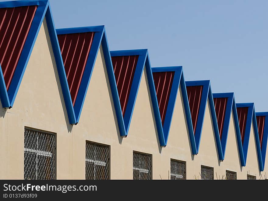 Red roof  house with blue sky. Red roof  house with blue sky